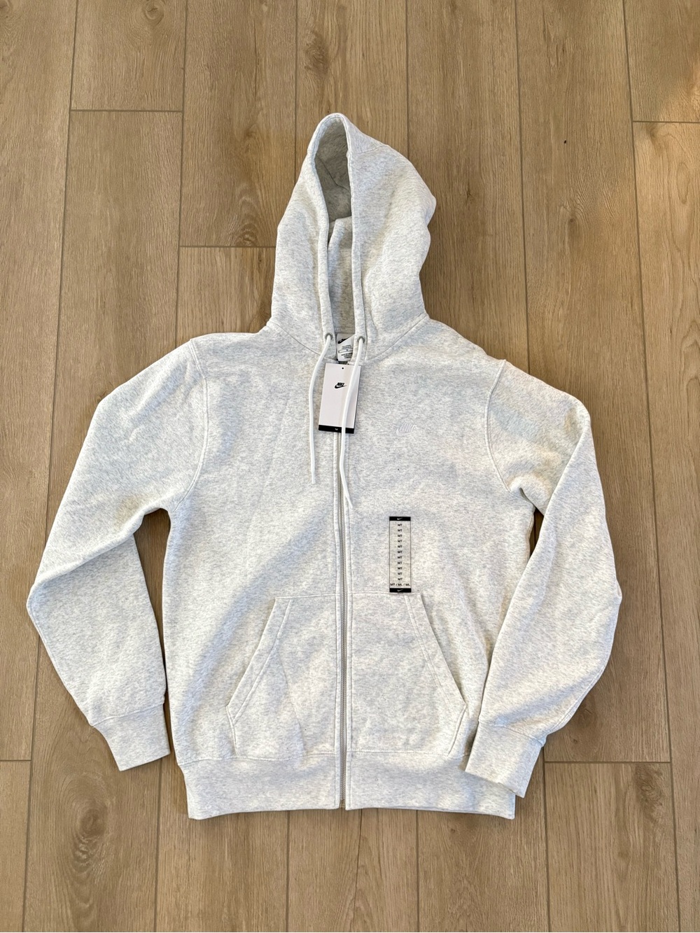 Nike Men’s Light Gray Full-Zip Hoodie Size MEDIUM TALL